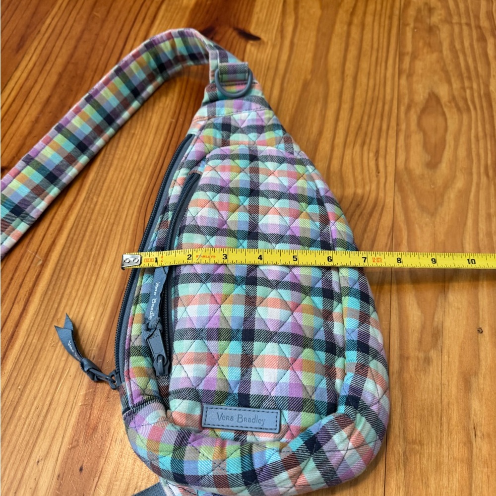 Vera Bradley GINGHAM PLAID Essential Compact 13" Cotton Sling Backpack - Picture 9 of 9